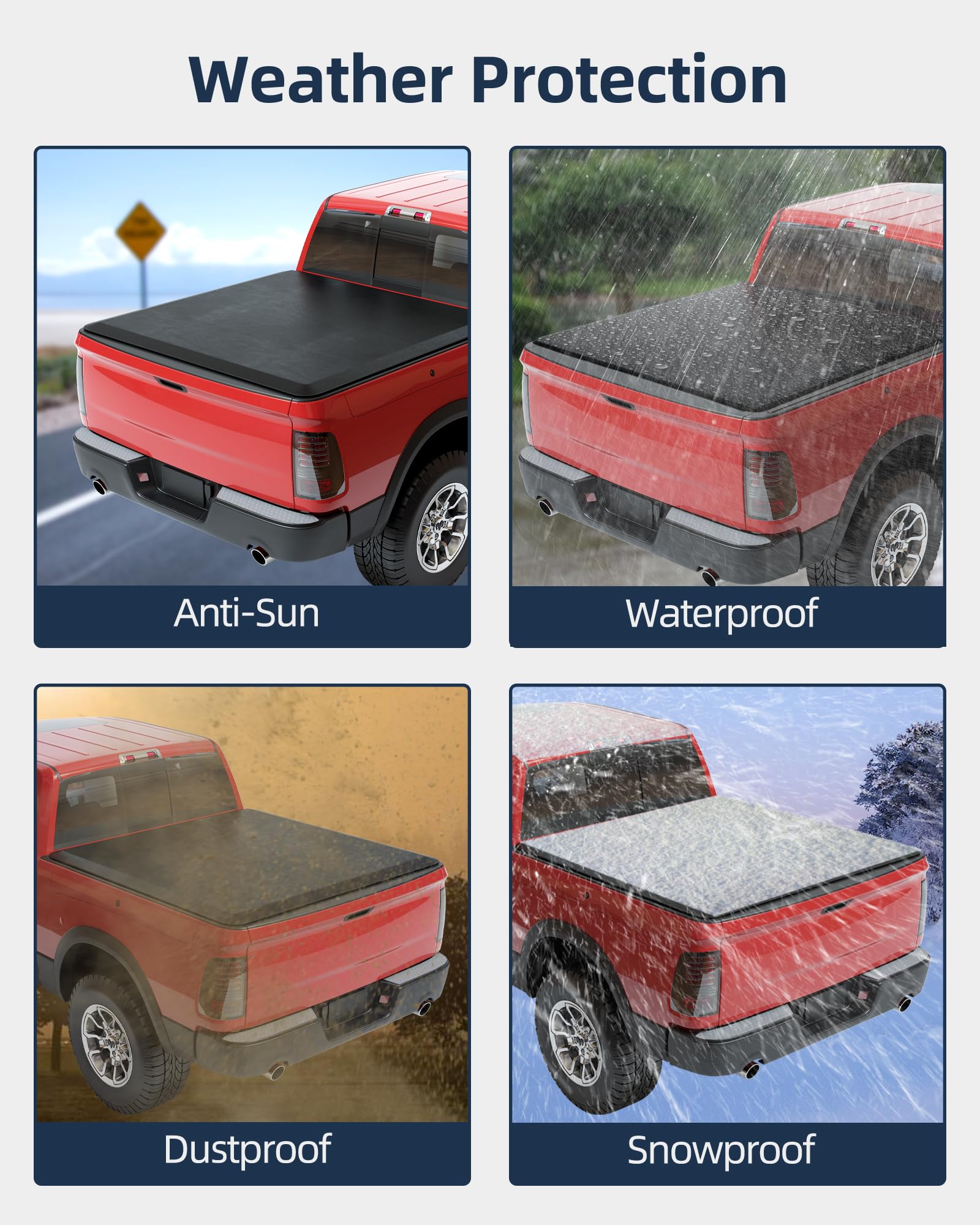 Garvee Soft Quad Fold Truck Bed Tonneau Cover Compatible with 2002-2023 Dodge Ram 1500, 2003-2023 Dodge Ram 2500 3500, 5.7 ft Bed