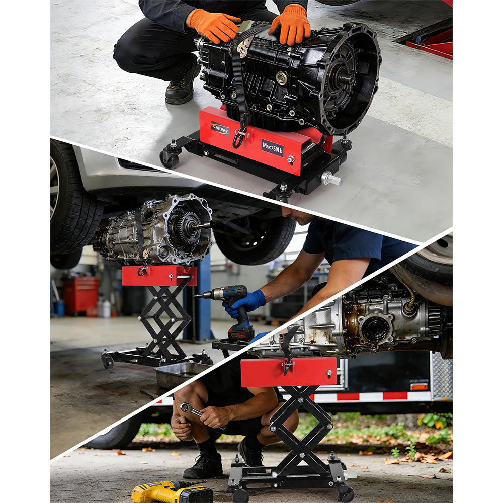 Garvee 450 lbs Auto Repair Lifting Jack - Heavy-Duty Transmission Jack with Adjustable Height (7.48"-22.83") for Vehicle Maintenance, Black