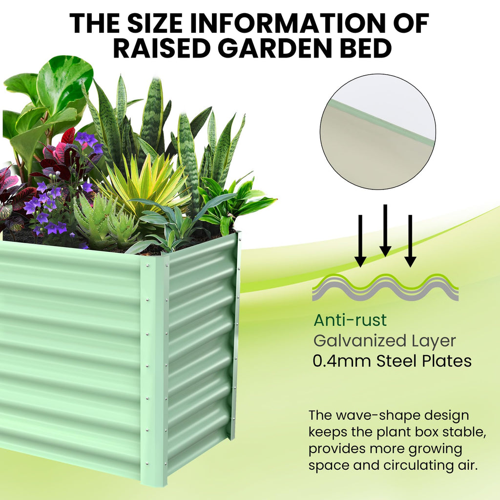 Garvee 8' X 4' X 2' Galvanized Raised Garden Bed, Outdoor Rectangular Metal Planter for Vegetables, Flowers & Herbs, Green