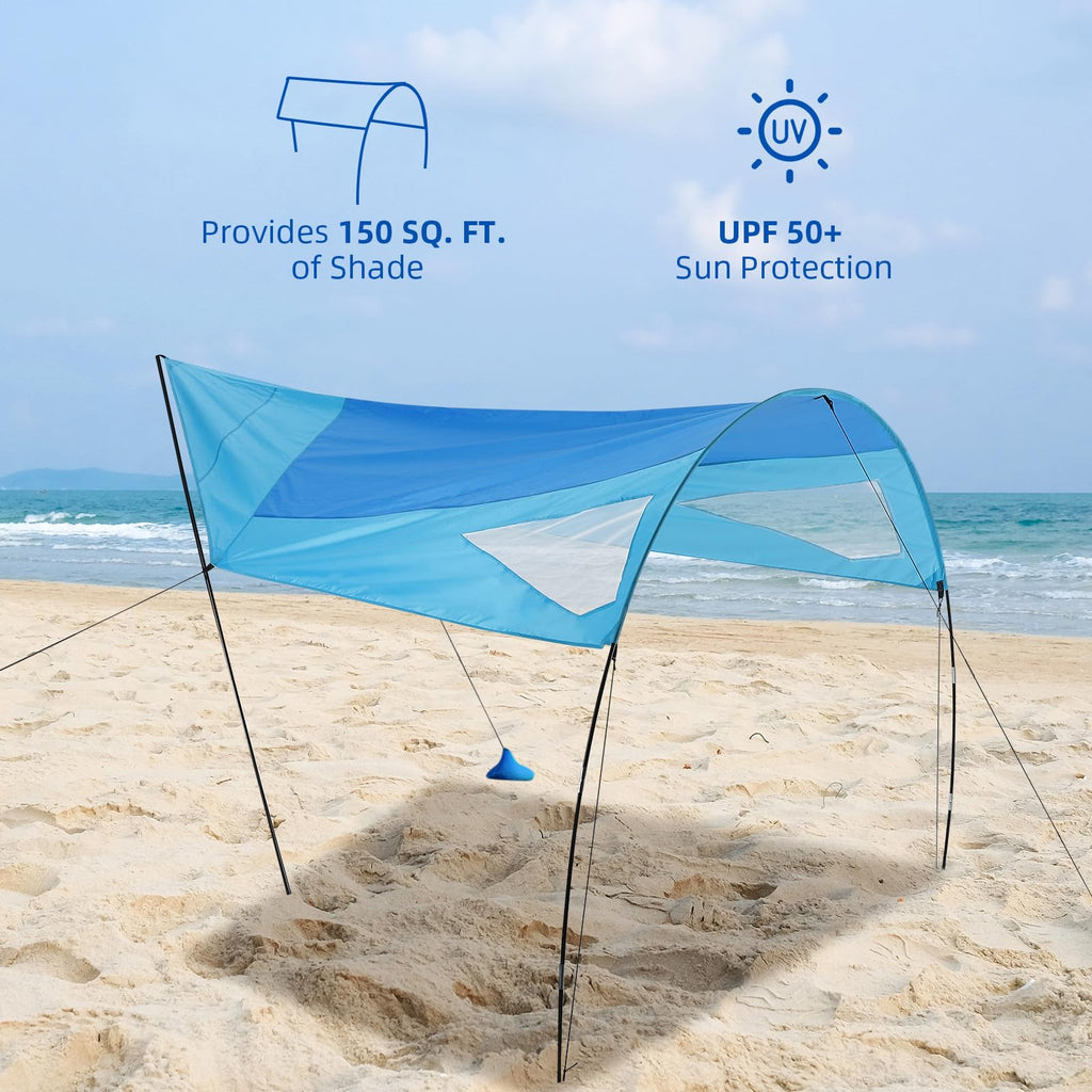 Garvee Beach Shade Canopy - Provides 150 Sq. Ft. of Shade, Compact & Easy to Carry, Portable Sun Shelter for Beach, Outdoor Use