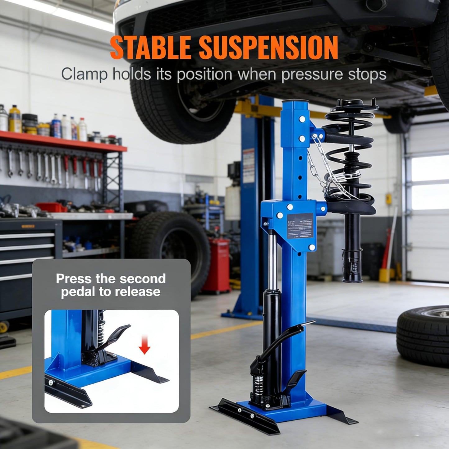 Garvee Hydraulic Shock Spring Compressor Heavy Duty Foot-Operated Coil Spring Compressor Tool Universal Fit Cars SUVs Trucks Blue
