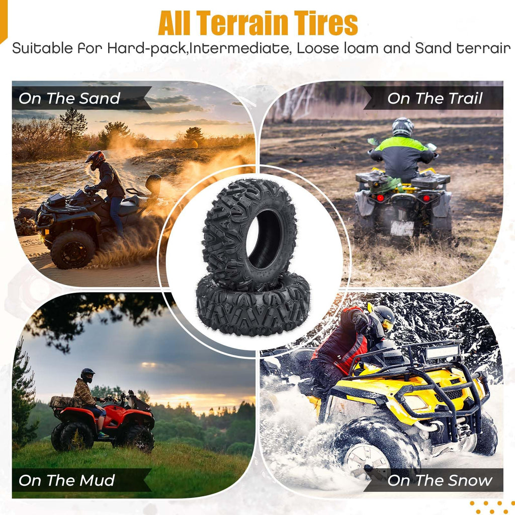 Garvee Set of 4 UTV/ATV Tubeless 6Ply Mud & Trail Tires, Front 26x9-12, Rear 26x11-12, Rubber, Off-Road Terrain