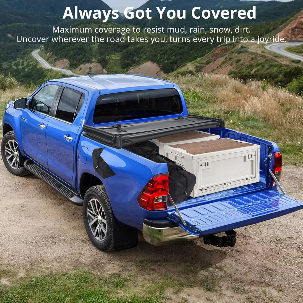 Garvee Soft Tri-Fold Truck Bed Tonneau Cover Compatible With 2015-2023 Chevrolet Colorado CREW 5'2" Bed Black, Durable PVC, Easy Install, Secure Storage