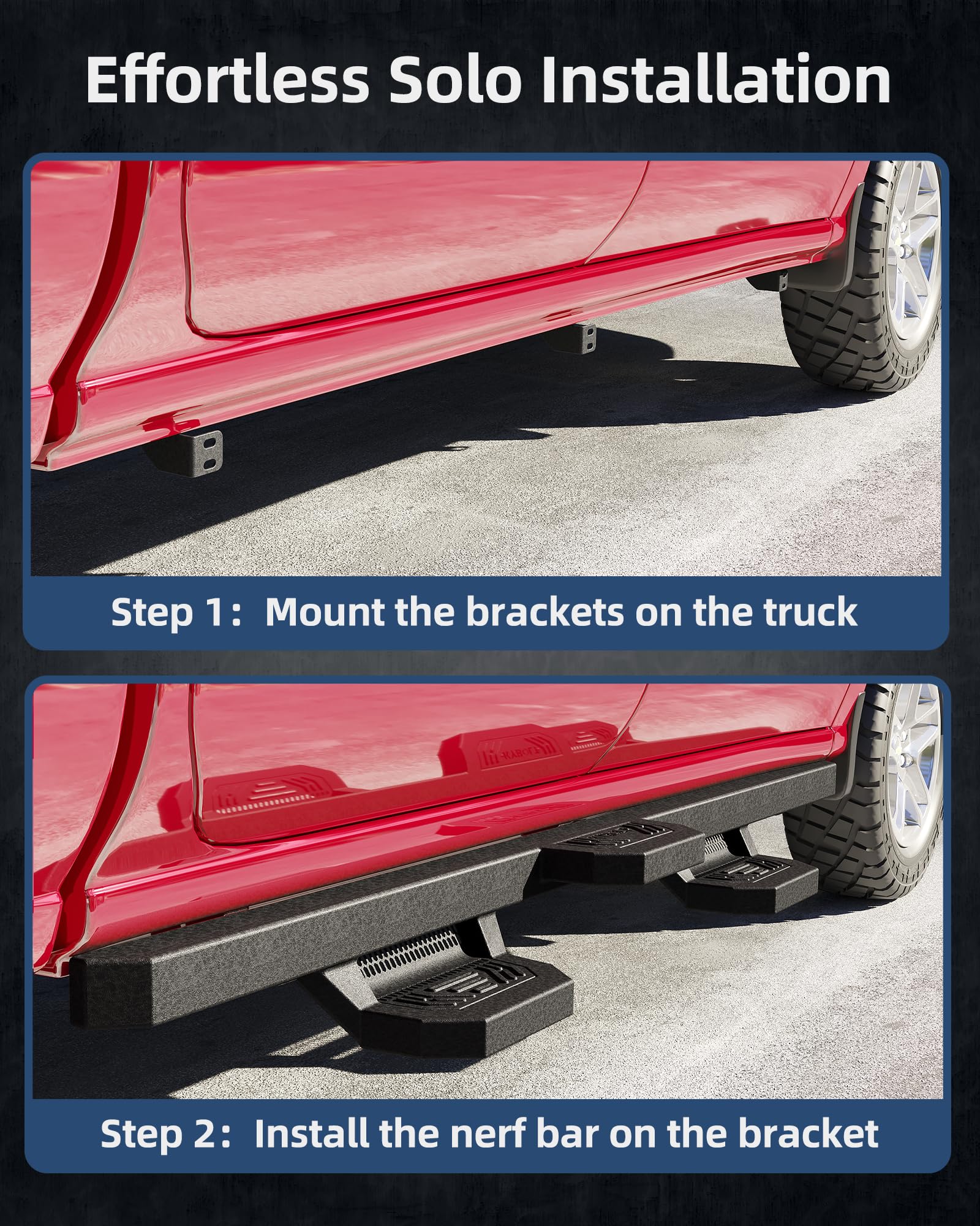 Garvee Running Boards Compatible with 2007-2018 Chevy Silverado/GMC Sierra 1500 Crew Cab, 2007-2019 Silverado/Sierra 2500HD 3500HD Side Step Nerf Bars