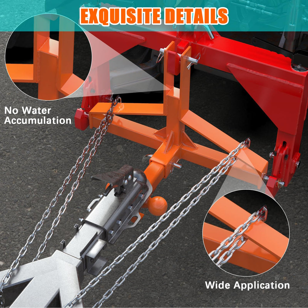 Garvee 3 Point 2" Trailer Hitch Receiver Heavy-Duty for Category 1 Tractors Compatible with Kubota BX LM25H WLM Tractor NorTrac Yanmar Kioti Cat 3 Point 2"-Orange