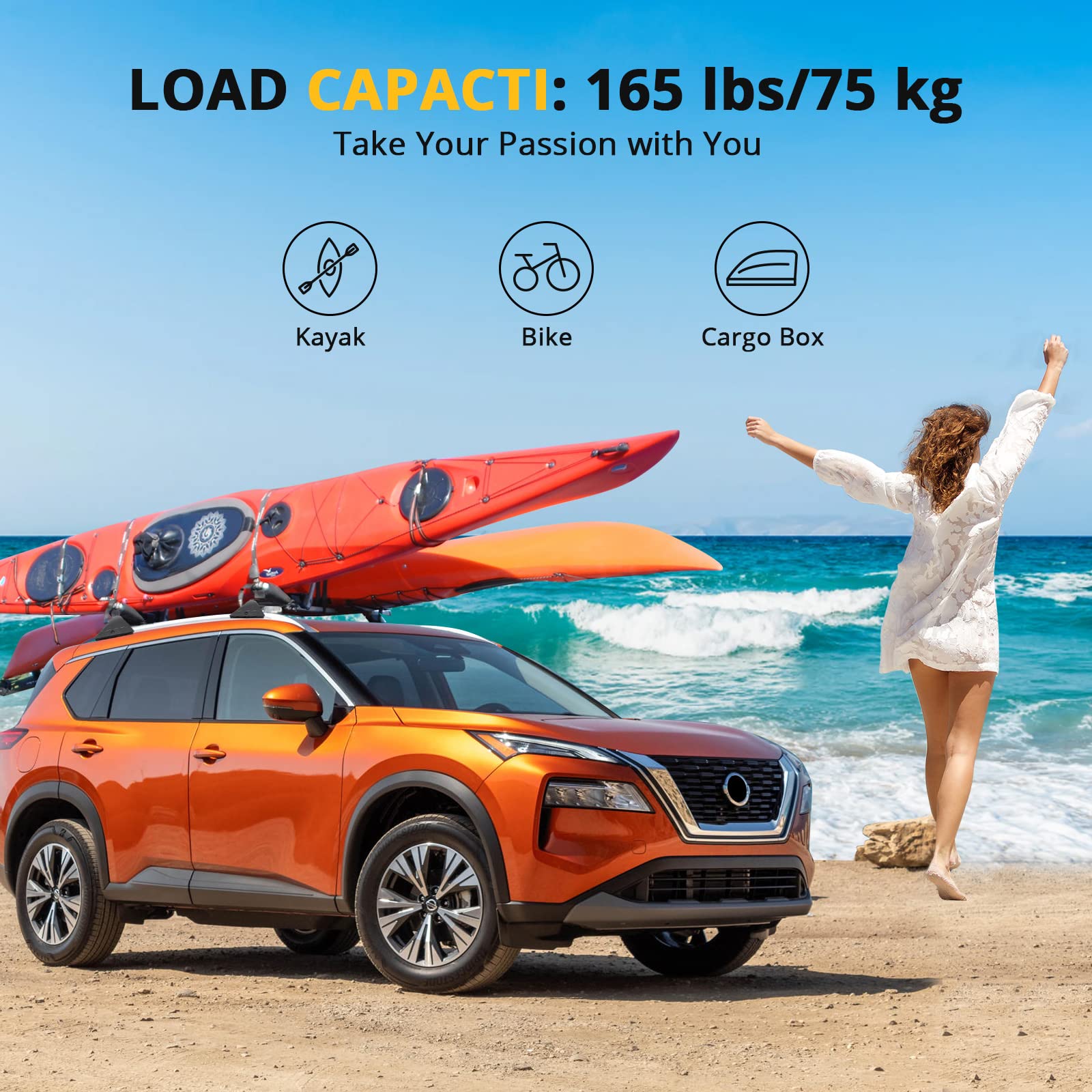 Garvee Roof Rail Racks Fit for 2021-2023 Nissan Rogue,Alloy Steel