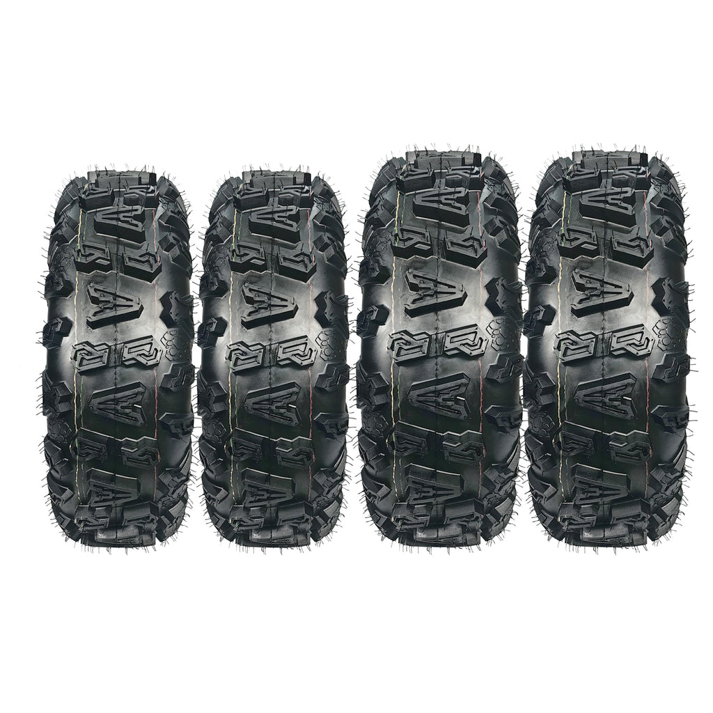 Garvee ATV UTV All-Terrain Tires 25x8-12 Front & 25x10-12 Rear Durable 4 PR Tubeless Off-Road Black