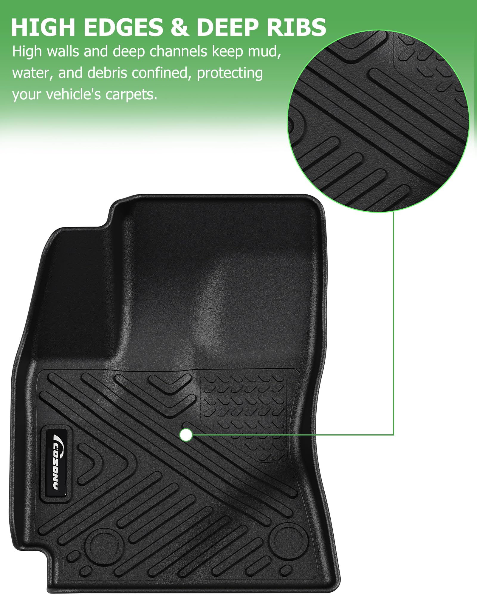 Garvee Floor Mats for Toyota Highlander 2008-2013 (Not for Hybrid) TPE All Weather Vehicle Specific Fit Front 1st & 2nd Row Car Floor Liner Accessories