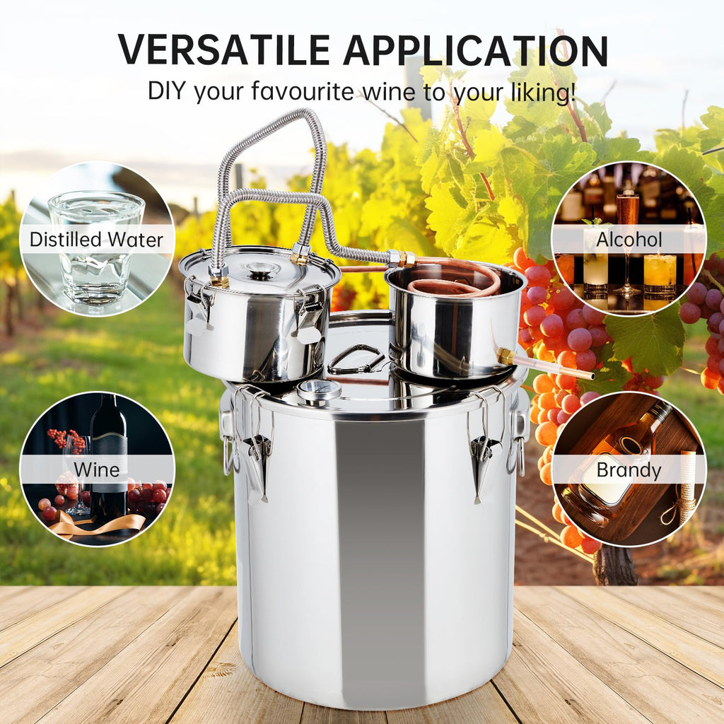 Garvee 5Gal(3 Pots) Alcohol Distiller, Stainless Steel Kit with Copper Tube/Circulating Pump for Home Brewing Whisky, Wine, Brandy
