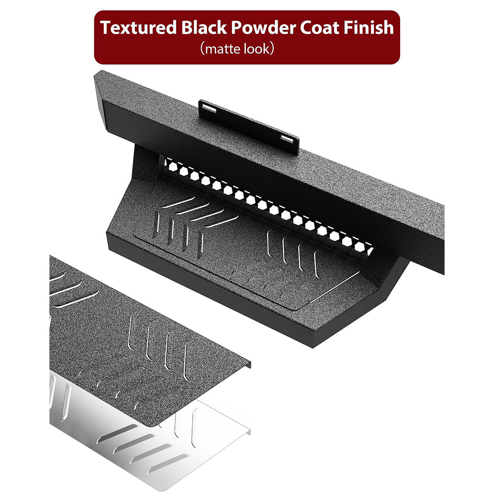 Garvee Running Boards Drop Side Steps for 2007-2018 Chevy Silverado Sierra 1500 Crew Cab; 2007-2019 2500 3500HD Crew Cab, Textured Black Truck Nerf Bars