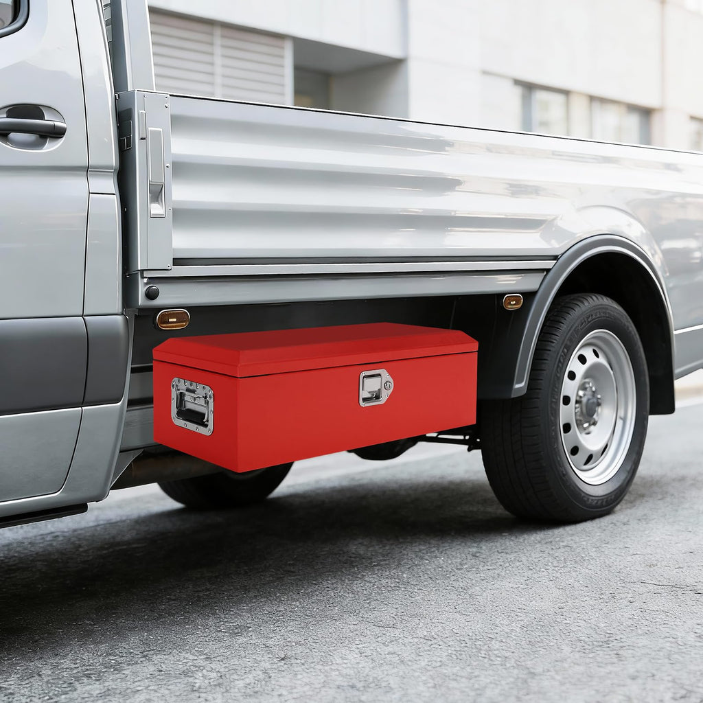 Garvee 39"x13"x9.6" Truck Bed Tool Box, Heavy-Duty Steel Metal Storage Box with Orange Peel Finish for Pickup, RV, and Trailer, Red