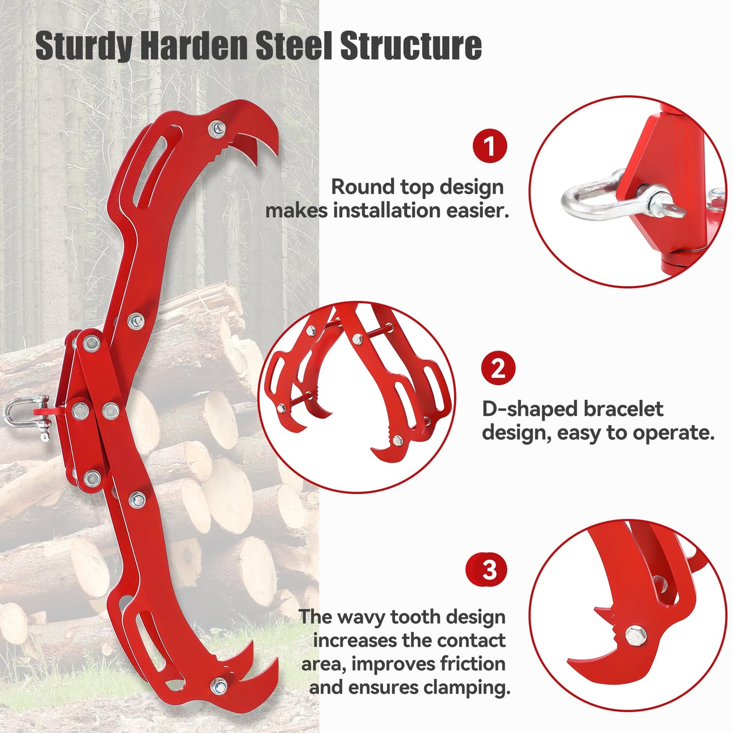 Garvee Heavy Duty Log Lifting Tongs: 36 inch 4 Claw Log Grapple for Logging Tongs,Eagle Claws Design , Lumber Skidding Logging Grabber