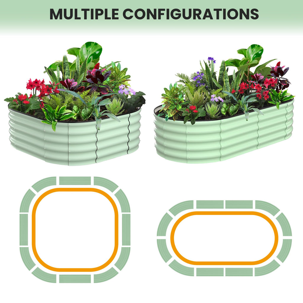 Garvee 2-Pack 6'x3'x1' Oval Galvanized Raised Garden Beds - Open Base, Large Metal Planter Boxes for Vegetables & Flowers, Tool-Free Assembly, Green