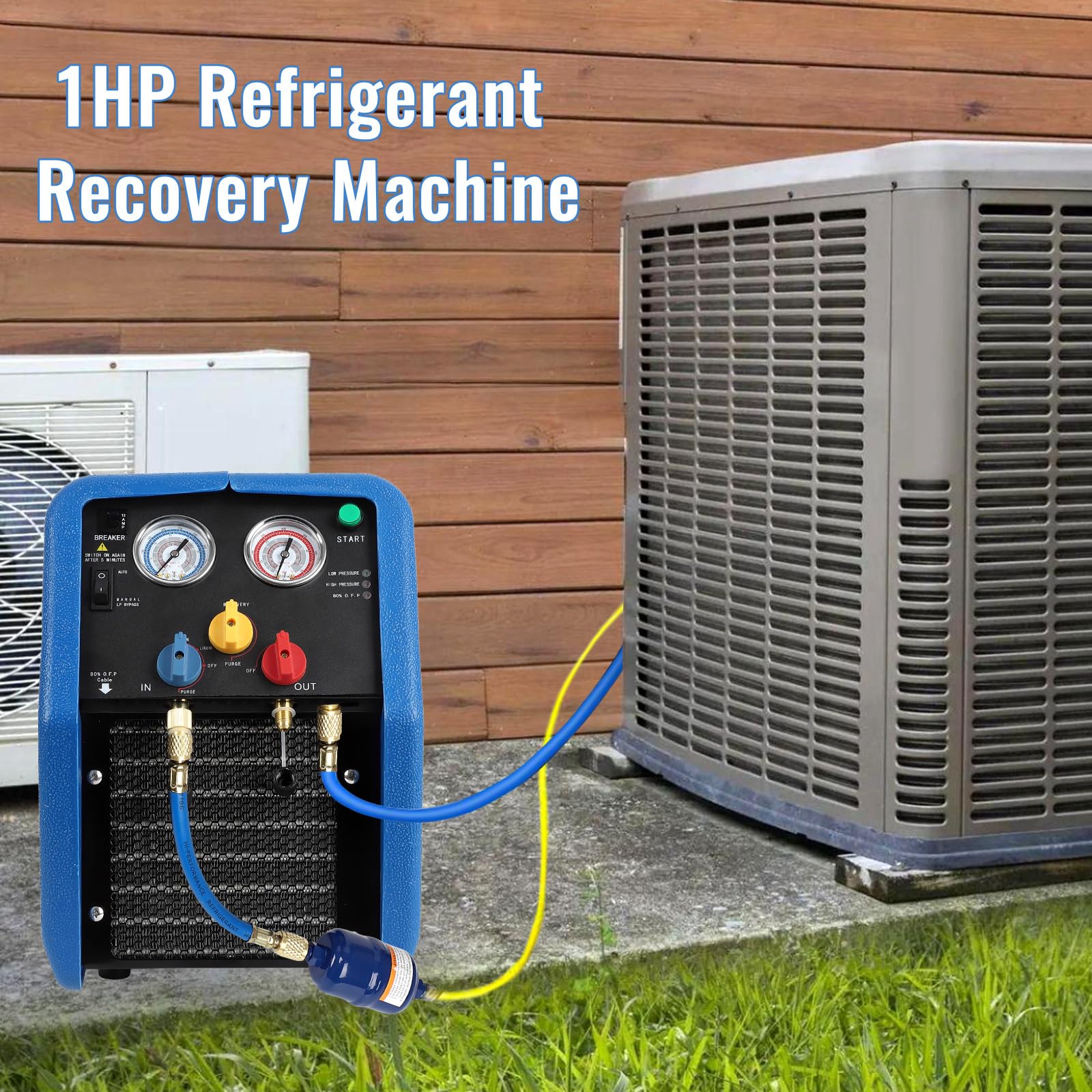 Garvee Refrigerant Recovery Machine Portable 1HP 110V Ac Refrigerant Recycling Machine Automotive Hvac 558psi Refrigerant Recovery Unit Air Conditioning Repair Tool