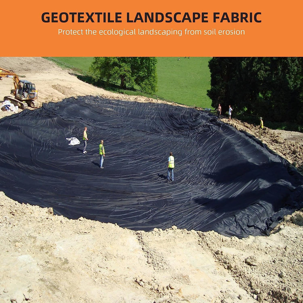 Garvee Geotextile Landscape Fabric 4ft x 100ft, 6oz – PP Weed Barrier, 350N Tensile Strength, 440N Load, Driveway, Erosion Control, Drains