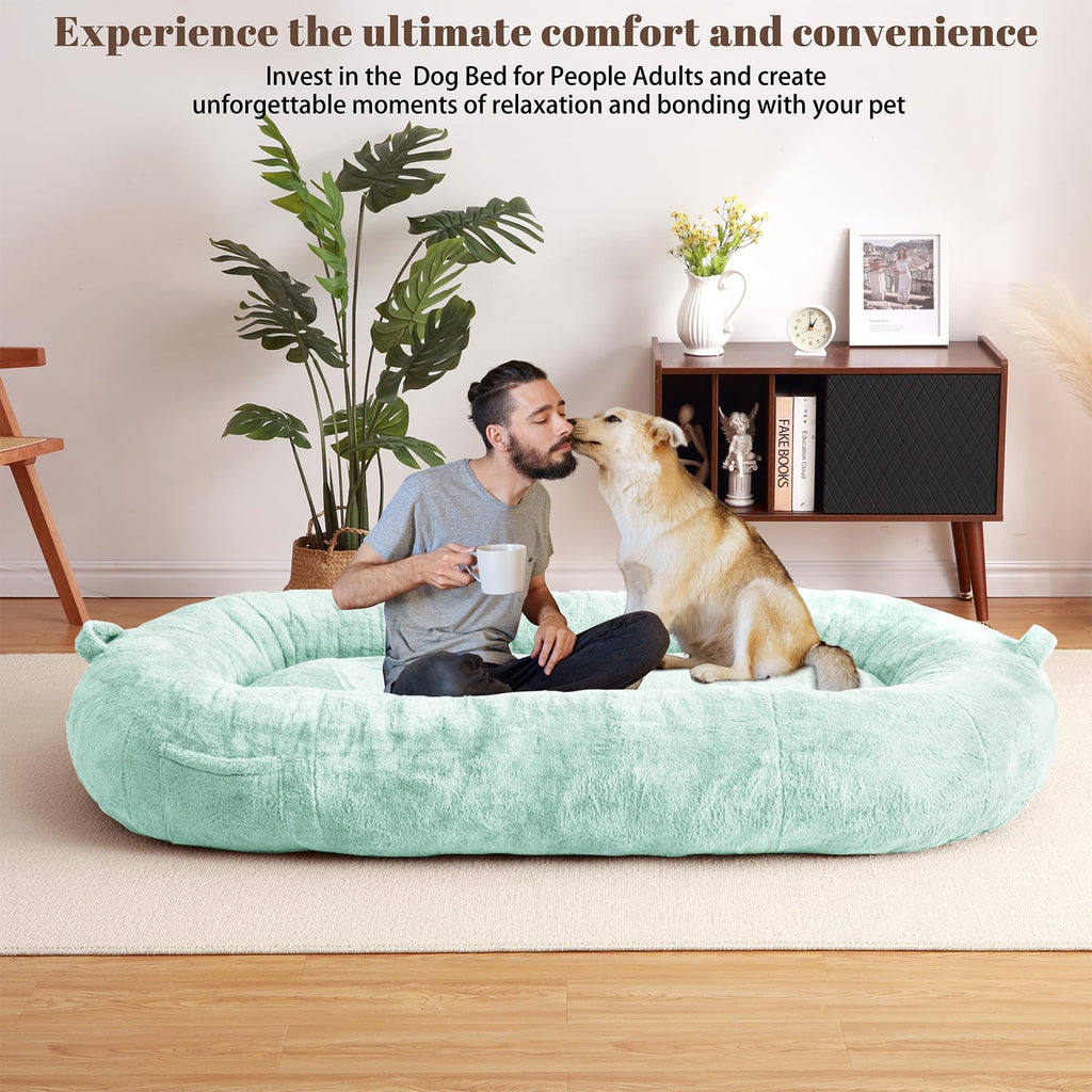 Garvee Giant Dog Bed for People, Washable & Plush Human Sized Dog Bed for Men and Women, Large Dog Bed Suitable for Adults, Anti-Slip Bean Bag for Large Dogs, Human-Sized Bed, 71"x43.3"x10"