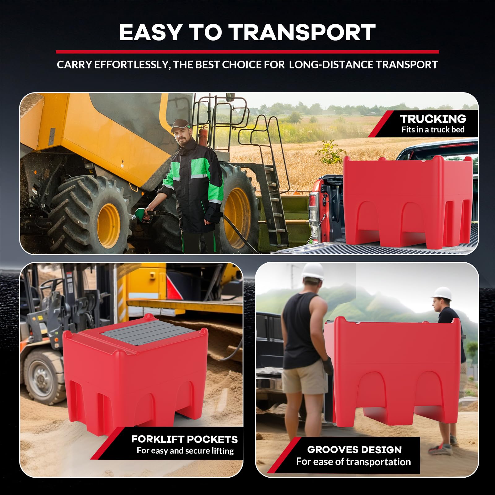 Garvee 116 Gallon Portable Fuel Tank, Gasoline Transfer Tank with 12V Electric Pump, 10 GPM Flow Rate, 13.1ft Hose, Auto Fueling Nozzle, Durable Design for Easy Transportation (Red)