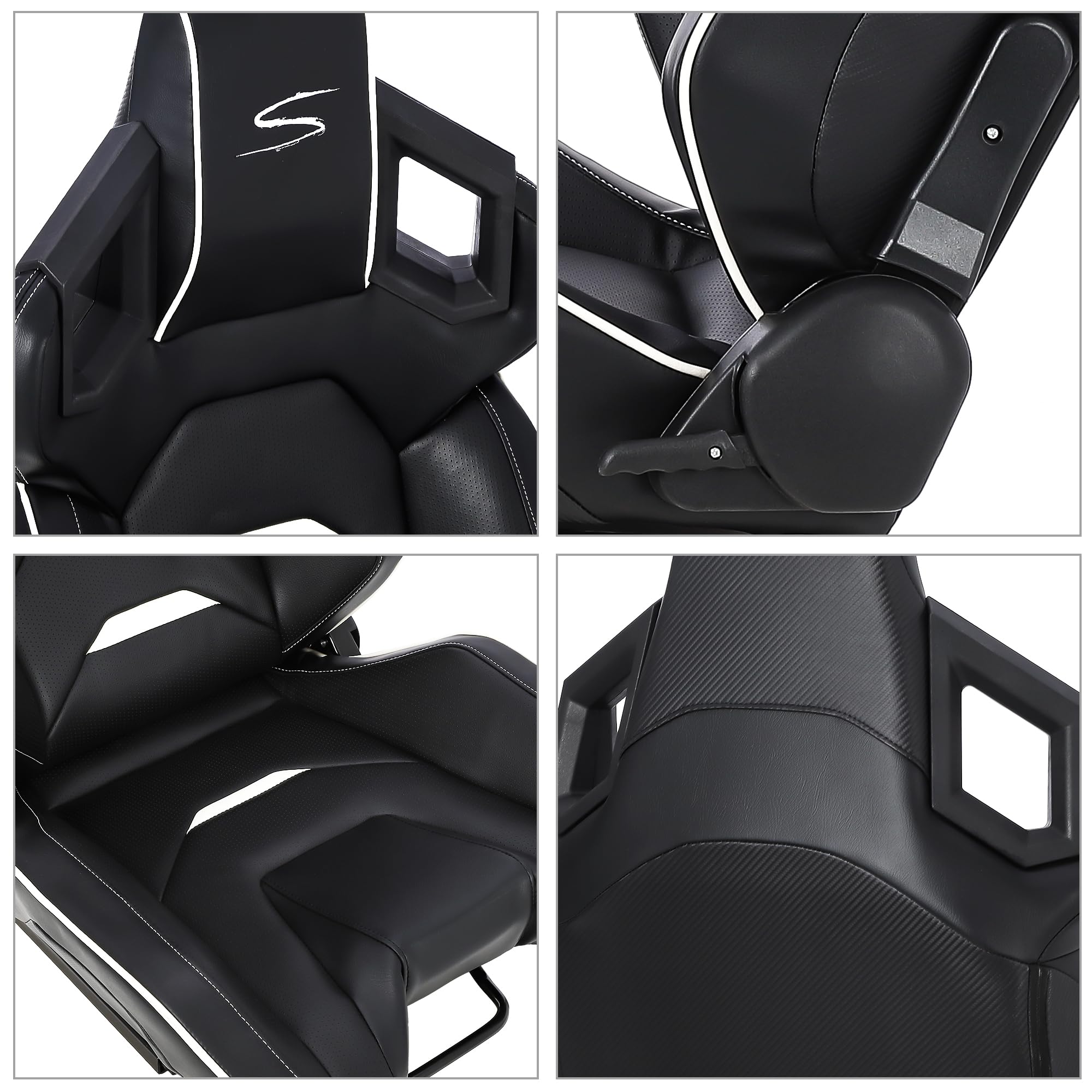 Garvee Reclinable Bucket Seats for Cars,Universal Racing Seats with 2 Sliders,Adjustable PU & Carbon Leather Seats Automatic Sport Seats,1 Passenger Side(Black, 23.6"×19.7"×37.4")