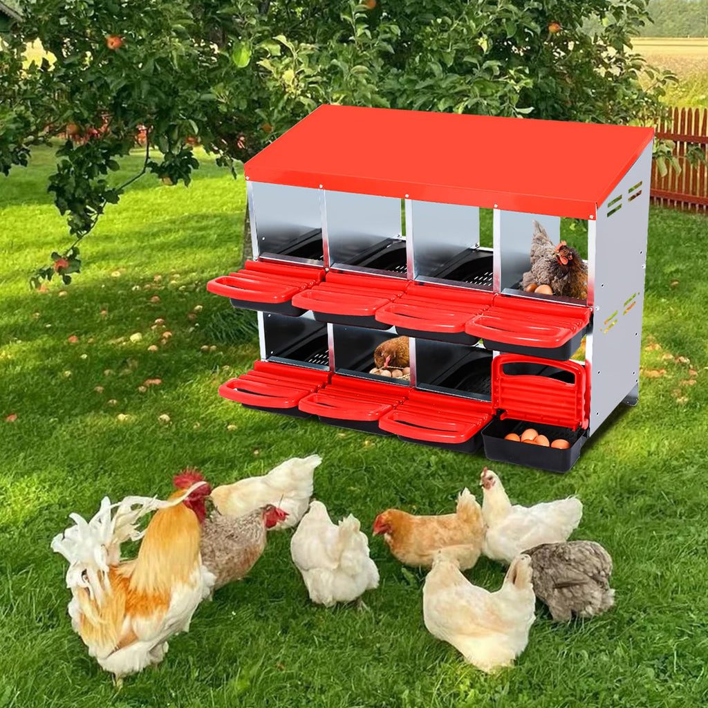 Garvee 10 Holes Nesting Boxes for Chickens, Chicken Coops for 6 Chickens Laying Eggs, 6 Compartments Chickens Egg Laying Nest Boxes, Galvanized Steel 6 Holes Chicken Cage for Hens