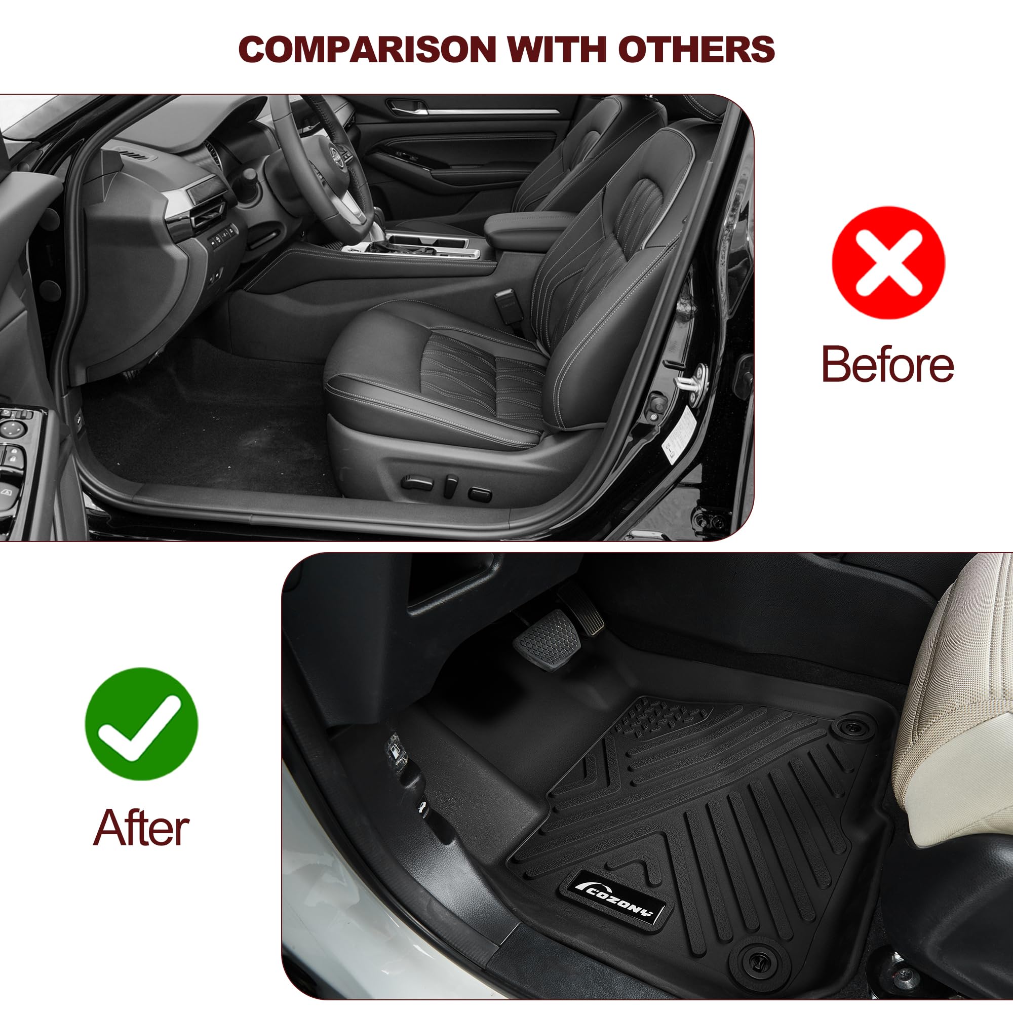 Garvee 3D Floor Mats for 2019-2024 Dodge Ram 1500 New Body Crew Cab, Black TPE All Weather Floor Liners, Front and Rear