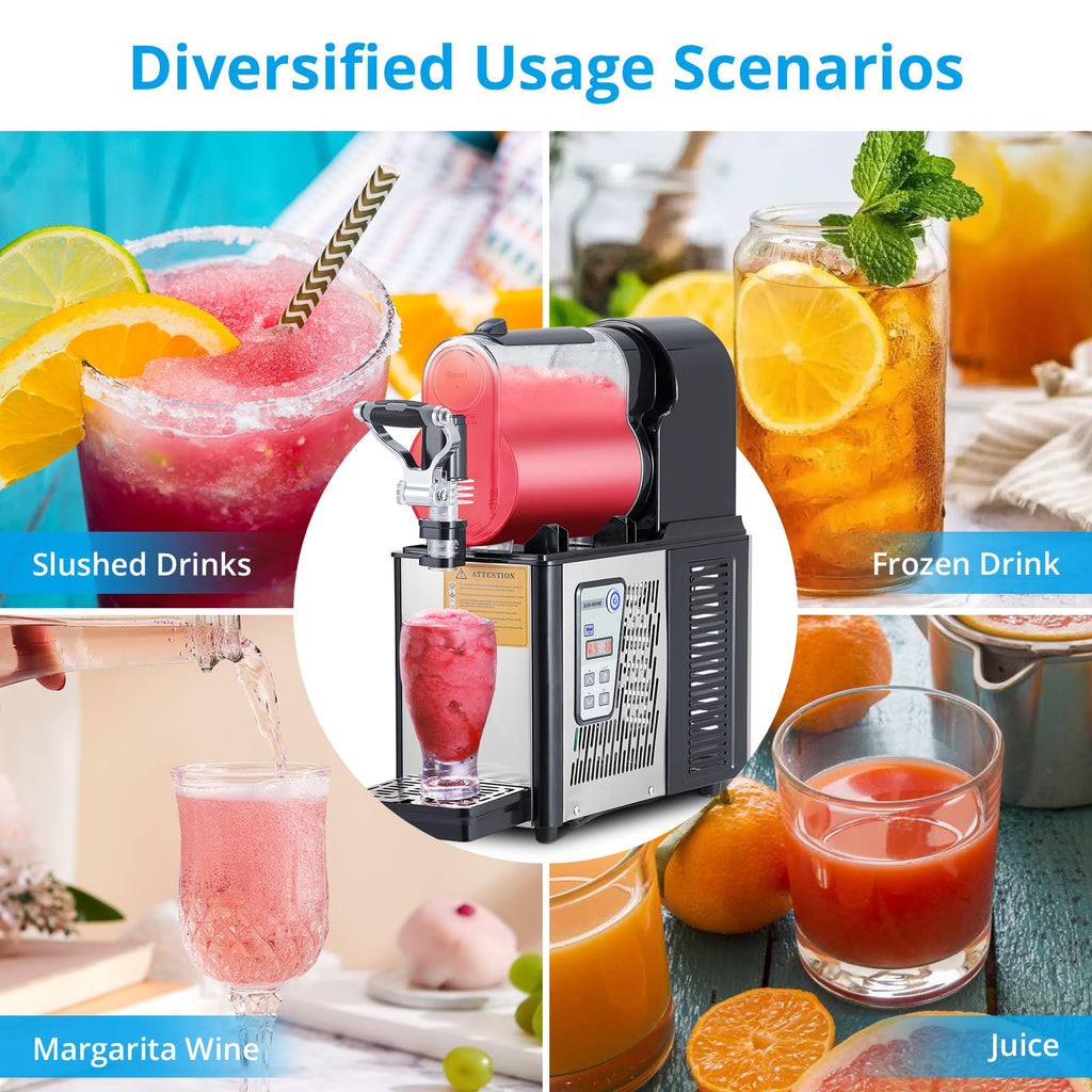 Garvee Commercial Slushie Machine 3L/0.8Gal – Stainless Steel Self-Cleaning Frozen Drink Maker for Coffee Shops, Restaurants, Bars
