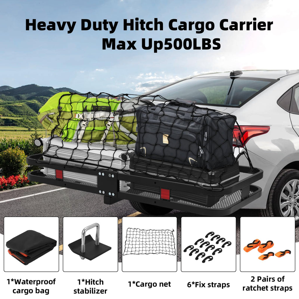 Garvee Heavy Duty Cargo Carrier 500 LBs Steel Construction Large Capacity Travel Safety