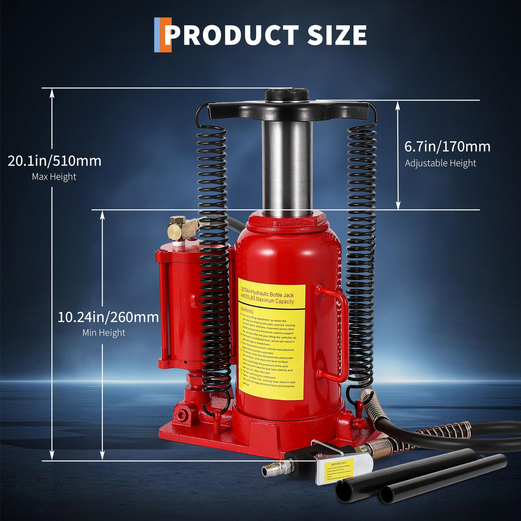 Garvee 20T Air Hydraulic Bottle Jack, Pneumatic Hydraulic All Welded, Heavy Duty Car Pickup Truck RV Lift, 40000 LBS, Red