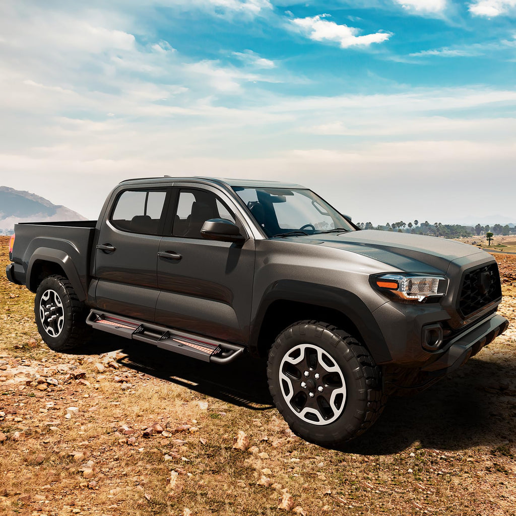 Garvee 6" Running Boards Compatible with 2005-2023 Toyota Tacoma Double Cab, Bolt-On Steel Side Steps, Black, Durable, Non-Slip, Customizable