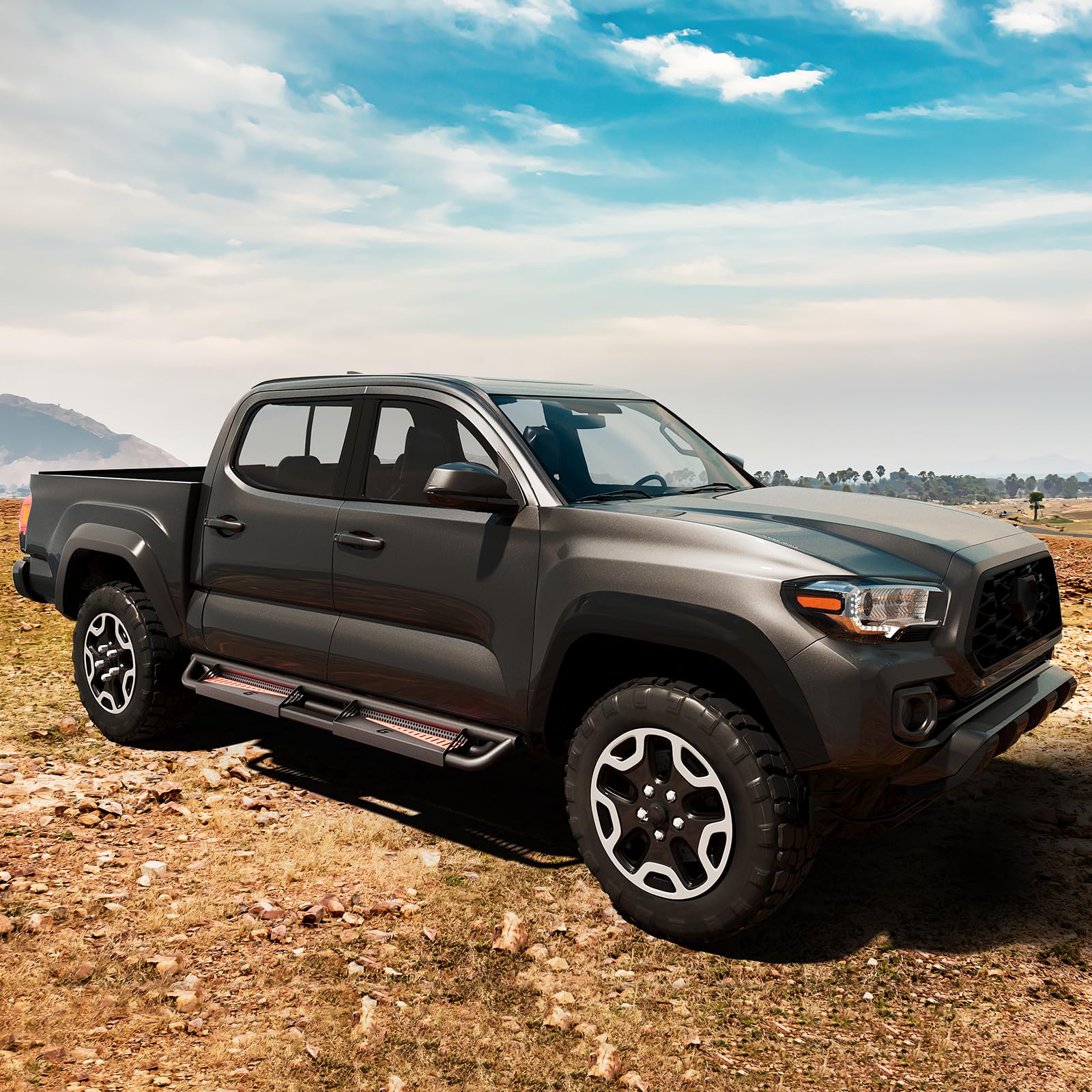 Garvee 6" Running Boards Compatible with 2005-2023 Toyota Tacoma Double Cab, Bolt-On Steel Side Steps, Black, Durable, Non-Slip, Customizable