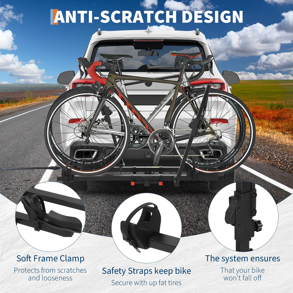 Garvee Hitch Mount Bike Rack for Ebikes - 2 Bike E-Bike Rack with Tilt & Fold, 200lbs Capacity, Fits 2" Receiver & Up to 5" Fat Tires for Cars, SUVs, Trucks, RVs