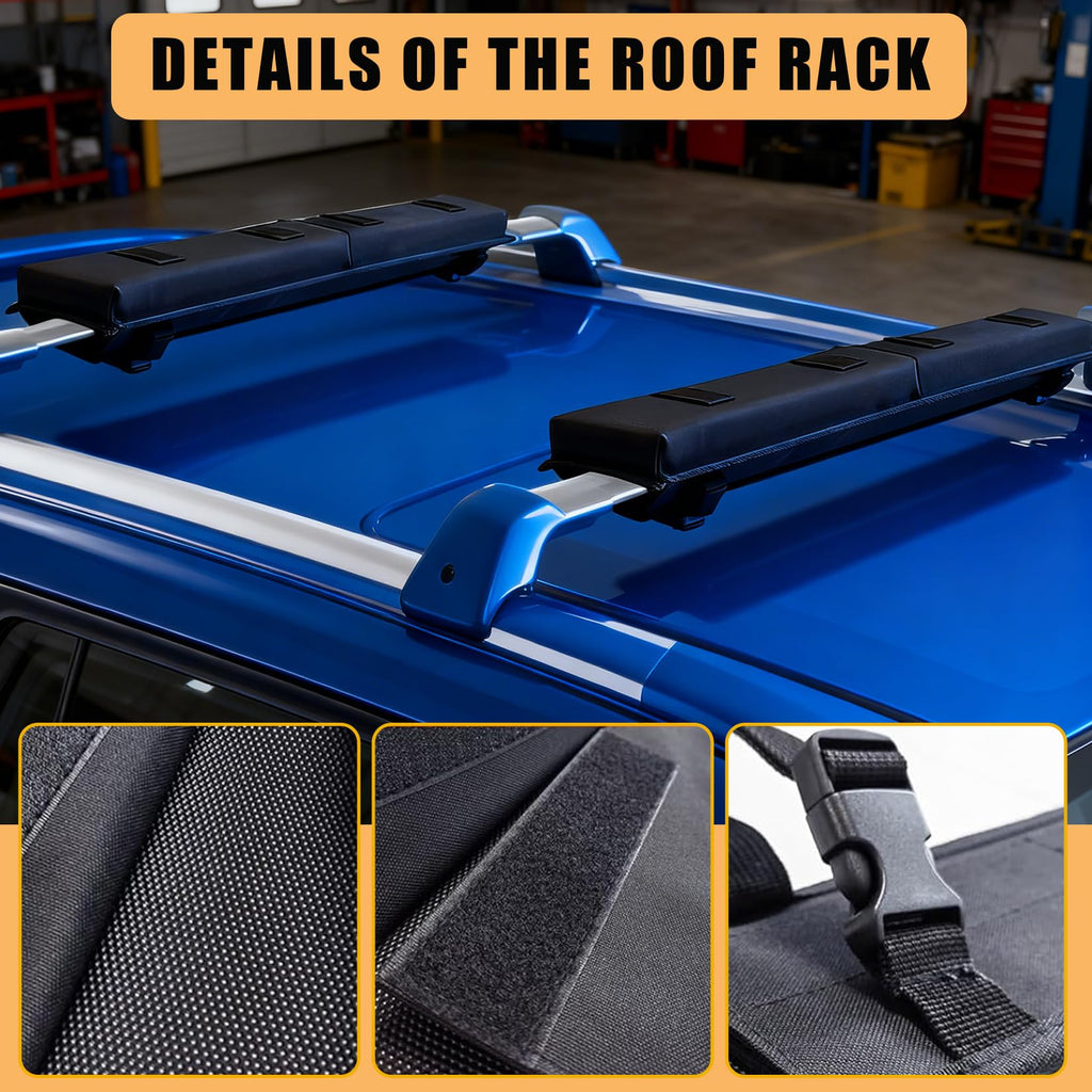 Garvee 30.5 Inch Soft Roof Rack Pads - Protective Water-Resistant Pads for Crossbars, Universal Fit, Black