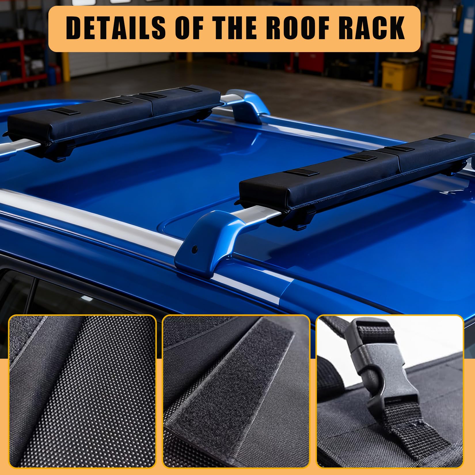 Garvee 30.5 Inch Soft Roof Rack Pads - Protective Water-Resistant Pads for Crossbars, Universal Fit, Black