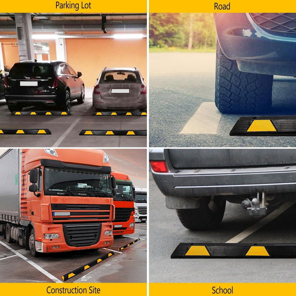Garvee 72" Rubber Parking Lot Stopper for Vehicles - High Load Capacity, Versatile Usage - Protects Vehicles from Impact Damage - Easy Installation - Ideal for Various Surfaces