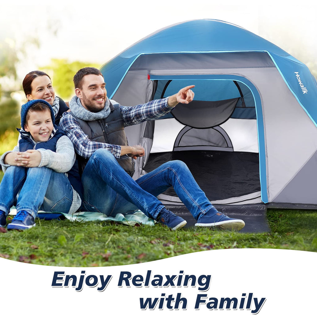 Garvee Camping Tent,Easy Set up Camping Tent 4 Person and 6 Person for Hiking Backpacking Traveling Outdoor, Light Blue