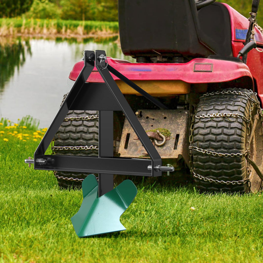 Garvee Heavy Duty Middle Buster Plow for 3-Point Hitch Tractors, Durable Steel Soil Tiller for Farming and Gardening Green