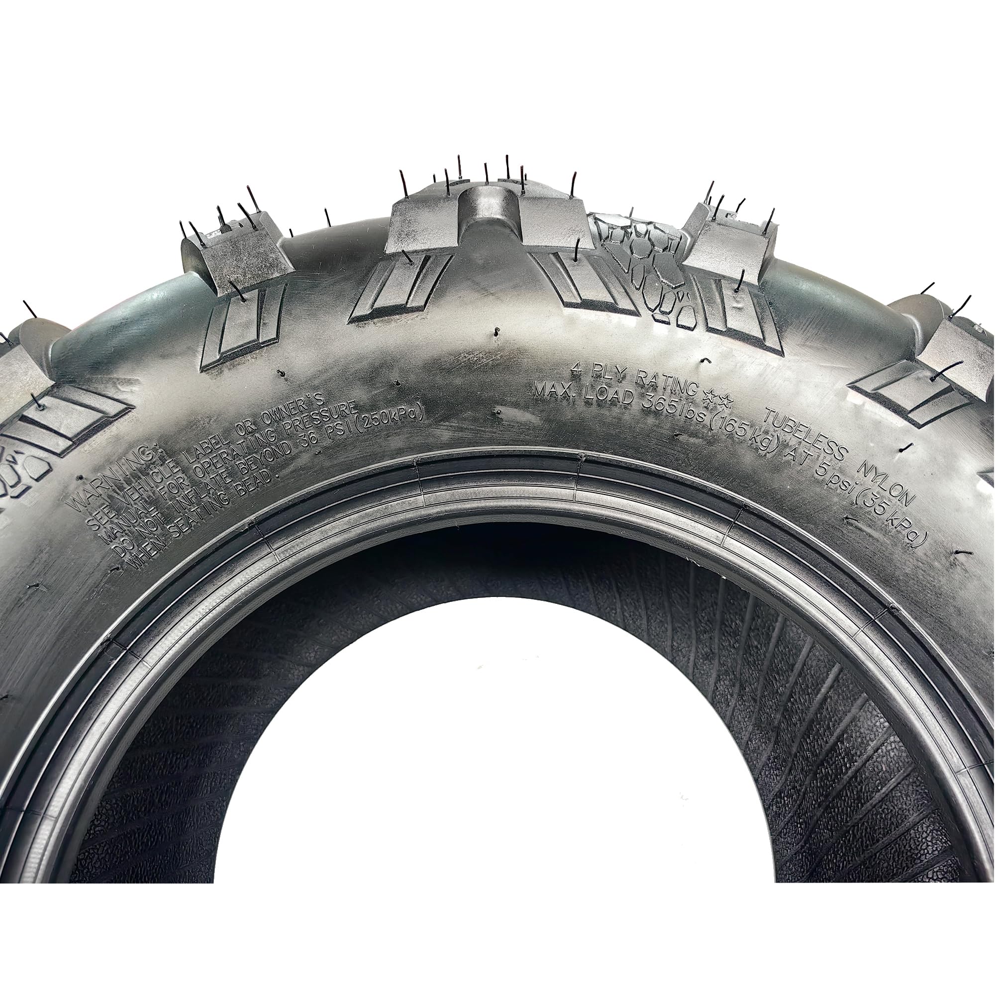 Garvee ATV UTV All-Terrain Tires 25x8-12 Front & 25x10-12 Rear Durable 4 PR Tubeless Off-Road Black