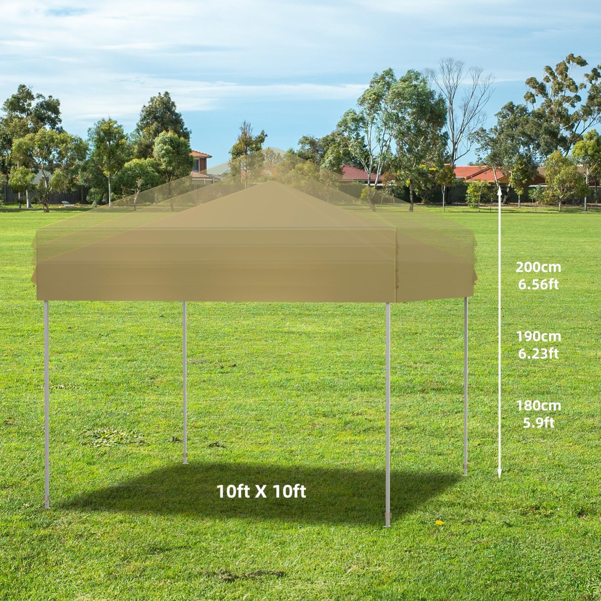 Garvee 10' X 10' Pop Up Canopy, Waterproof & UV Resistant Commercial Instant Craft Fair Canopy Tent Outdoor Events Instant Shelter for Farmer Market, Party, Event, Patio, Khaki