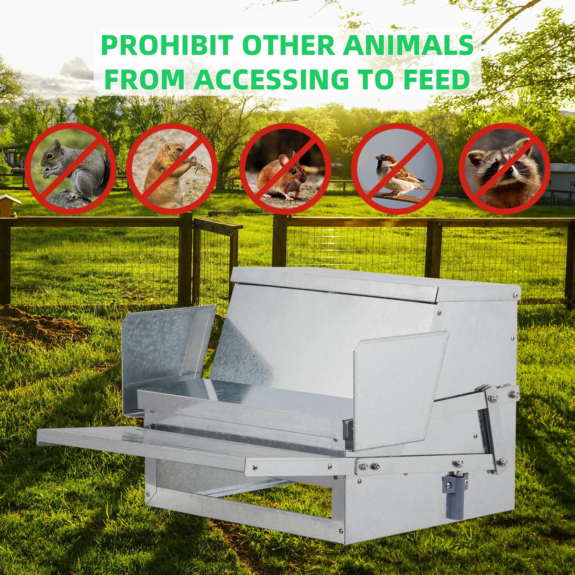 Garvee Chicken Treadle Feeder, Poultry Feeder, 25lbs Automatic Chicken Feeder with Sides Buffer System, for 10-15 Chickens