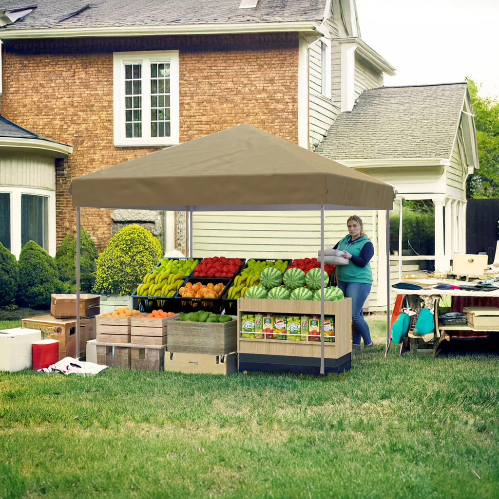 Garvee 10' X 10' Pop Up Canopy, Waterproof & UV Resistant Commercial Instant Craft Fair Canopy Tent Outdoor Events Instant Shelter for Farmer Market, Party, Event, Patio, Khaki