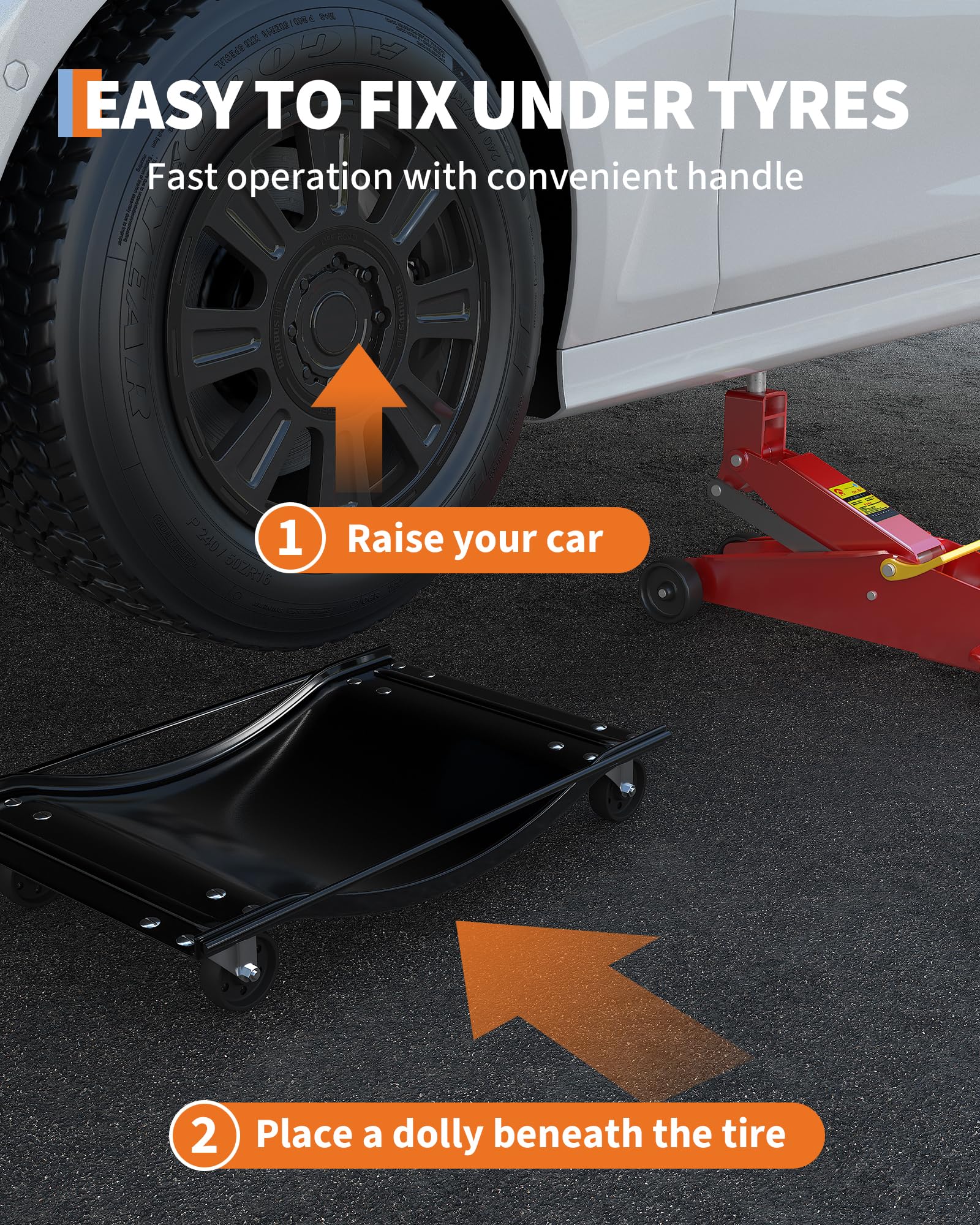 Garvee Car Dolly Set of 2, Heavy Duty Wheel Dollies 5000 lbs Capacity, 23.8"x14.4", for Moving Cars & Trucks, Black