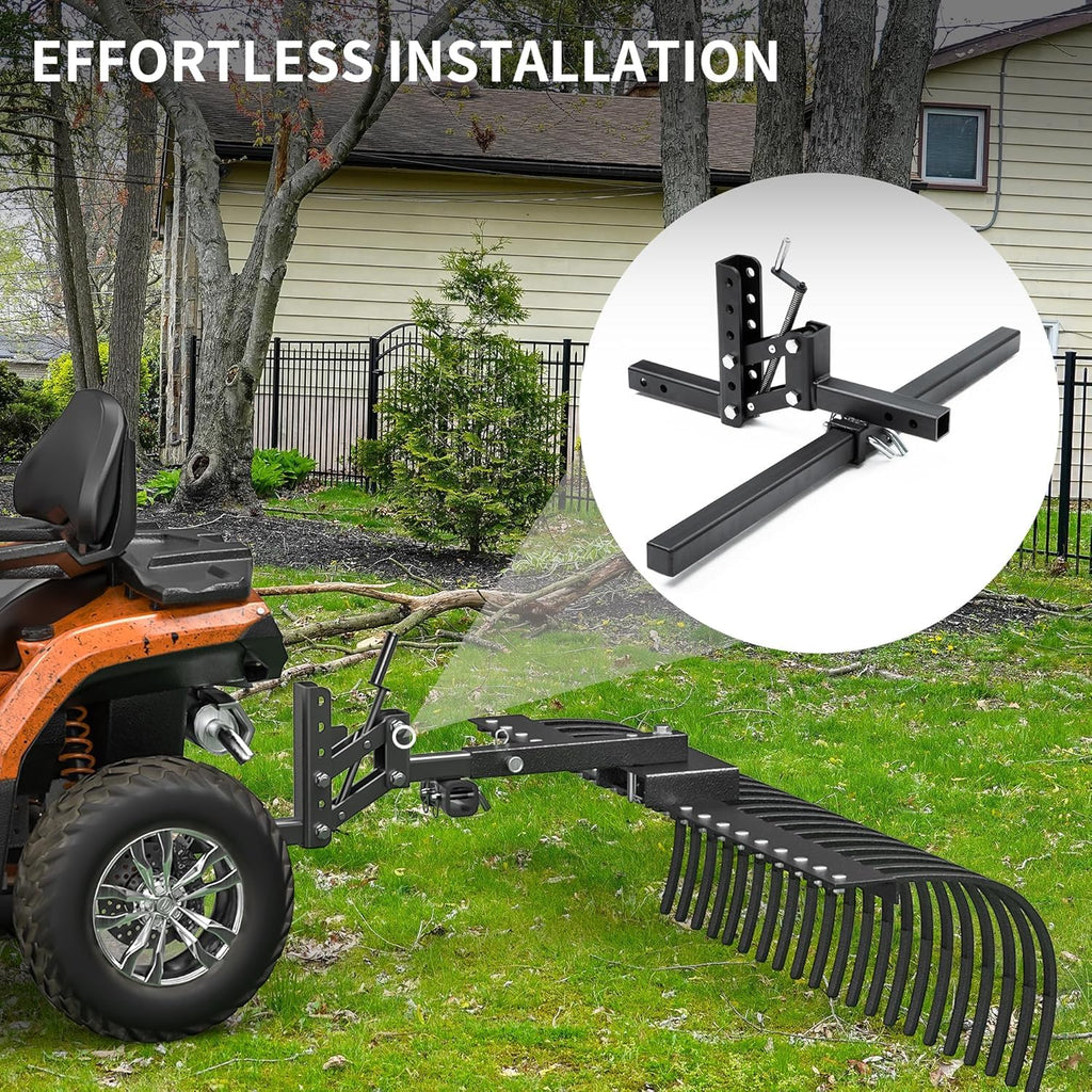 Garvee Manual Implement Lift Heavy-Duty Steel 1-Point 2-Inch Receiver Adjustable Height ATV UTV Tractor 50 Inches Black