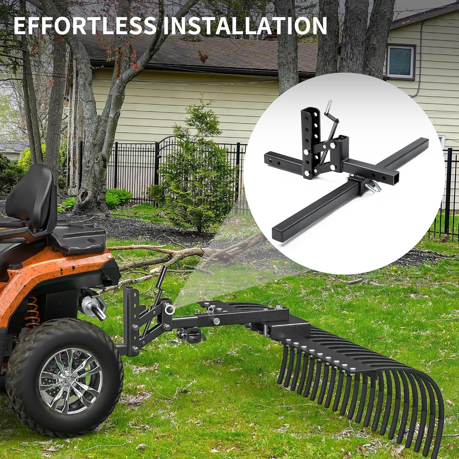 Garvee Manual Implement Lift Heavy-Duty Steel 1-Point 2-Inch Receiver Adjustable Height ATV UTV Tractor 50 Inches Black