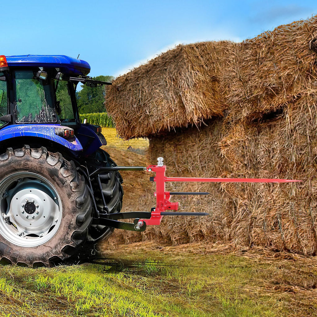 Garvee 49 Inch Hay Bale Spear with 3 Point Hitch & Stabilizers