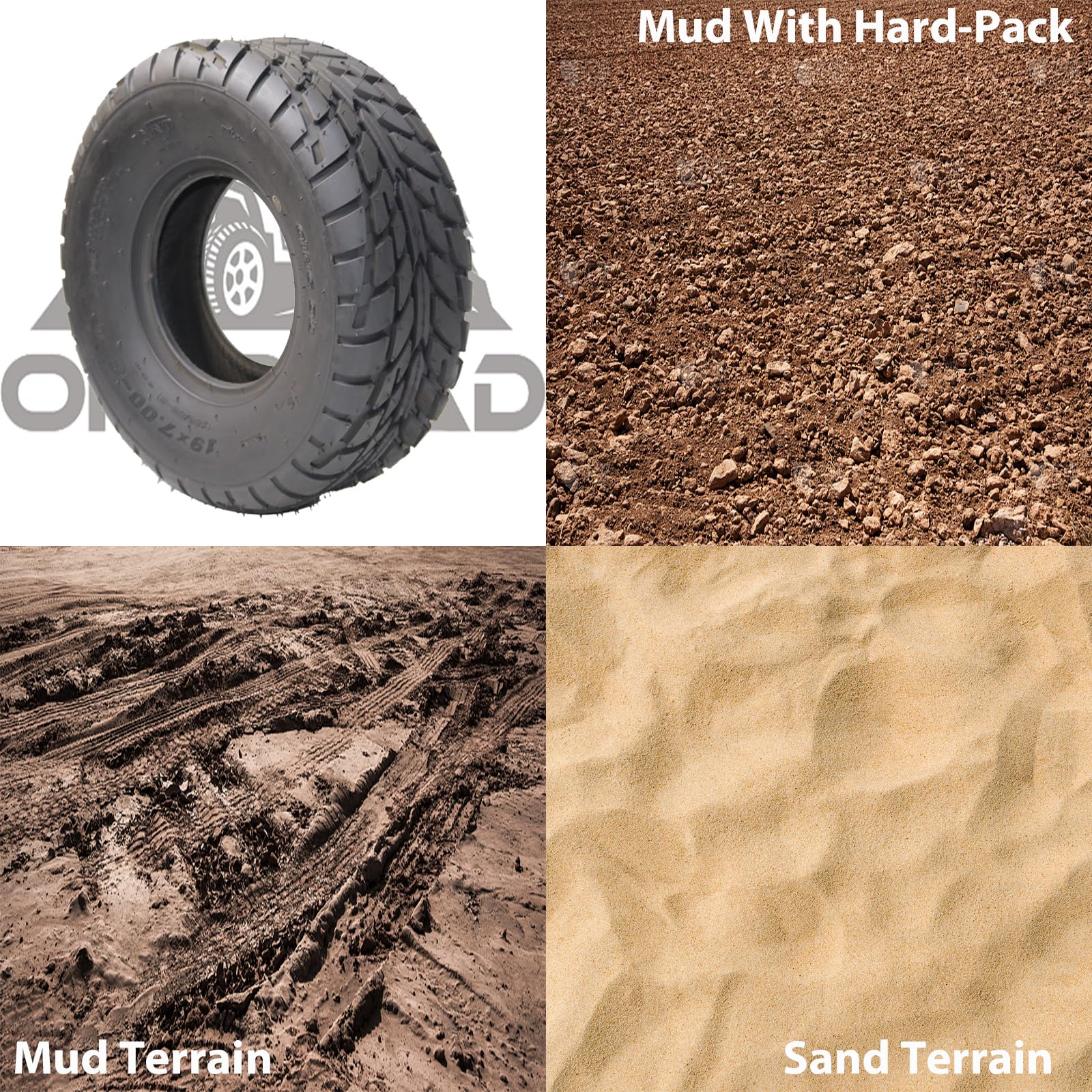 Garvee 2 Pack 19x7-8 ATV Tires 4 PR All-Terrain Tubeless Off-Road Tires for ATV UTV Trail Sand Mud Black