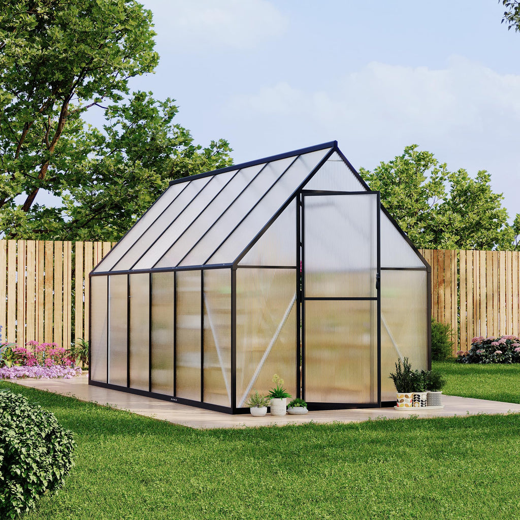 Garvee 6'x11' Aluminum-Framed Polycarbonate Greenhouse, Heavy Duty Polycarbonate Greenhouse With Quick Setup Structure and Roof Vent, Large Enhanced Aluminum GreenhouseKit for Outdoors