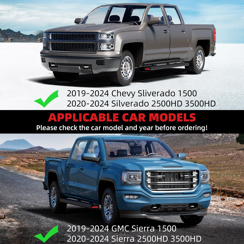 Garvee Running Boards Compatible with 2019-2023 Chevy Silverado/GMC Sierra 1500 (Excl. 2019 1500 LD/Limited),Aluminum Side Steps for 2020-2024 Silverado/Sierra 2500HD 3500HD Double/Extended Cab