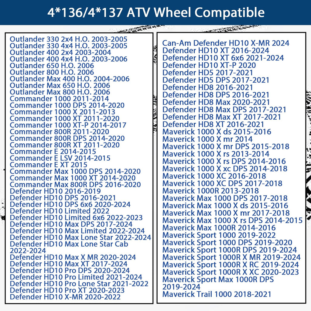 Garvee 25x10-12 ATV Tires with 12" Steel Wheel Rim 4 Bolt All-Terrain Off-Road Mud Sand Terrain Black