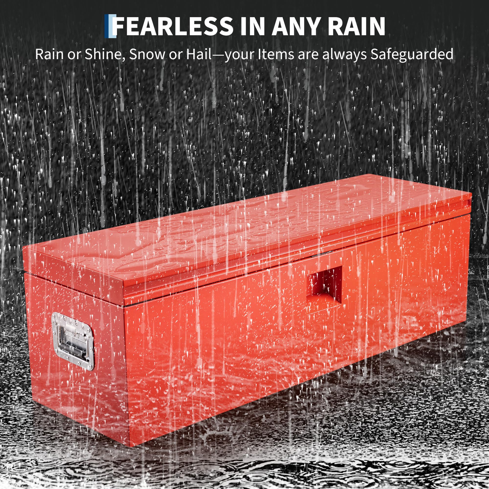Garvee 48"x15" Heavy Duty Truck Tool Box with Dual Hydraulic Levers, for Pickup Bed, Garage & Workshop, Red
