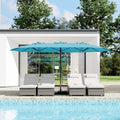 Garvee 15' Large Patio Umbrella with Base, Outdoor Double-Sided Rectangle Market Umbrella Outside Umbrellas for Poolside Lawn Backyard, Misty Blue