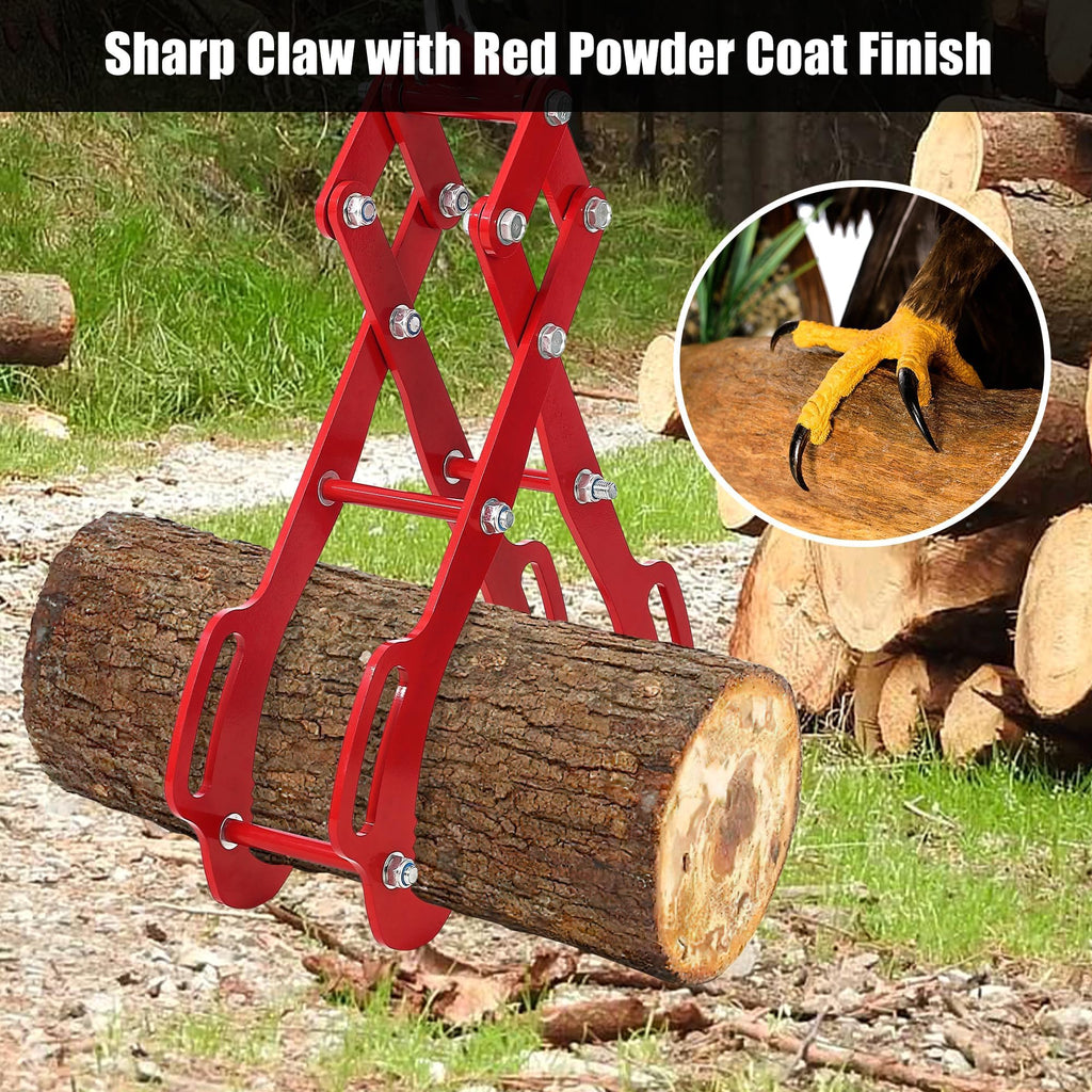 Garvee 28" 4-Claw Log Lifting Tongs, 5500 lb Static / 4409 lb Dynamic Steel Log Grapple with 32" Opening for Tractor, ATV, Skid Steer & Forestry